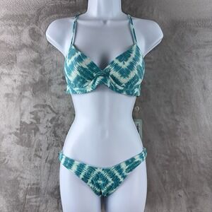 Luli Fama Mermaid Wishes Bikini Set Womens Size XS Multicolor Underwire Tie Side